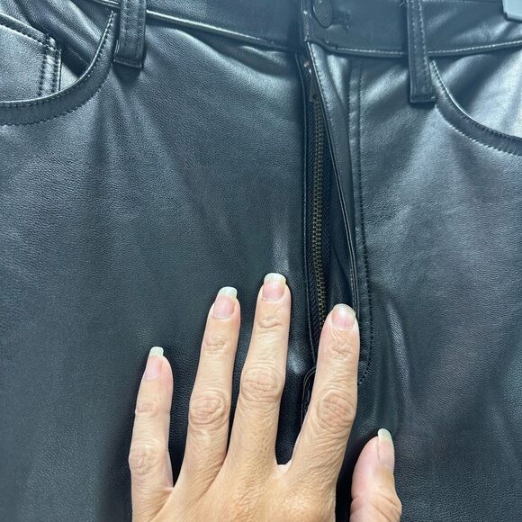 Abercrombie & Fitch 90s Straight Ultra High Rise Black Vegan Leather Pants 27 - Picture 7 of 13